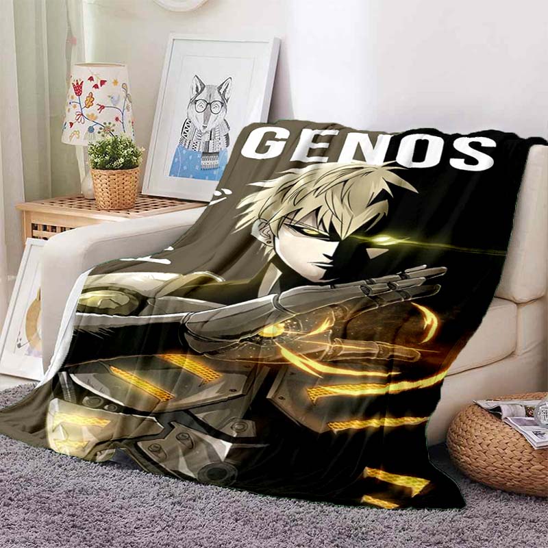 One Punch Man Anime Character Print Flannel Blanket Cozy Warm Throw Sofa Bedroom Present Indoor Home Seasonal Lounge Decor