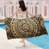 Telo Mare Nero e Oro con Motivo Mandala Protezione Solare e Antivento Adatto per Spiaggia Piscina Campeggio Viaggio Coperta da Spiaggia