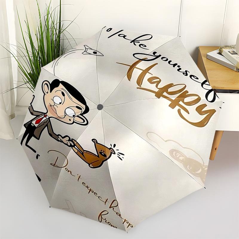 

Mr.Bean Themed Travel Umbrella-8 Ribs Automatic Opening and Closing, Portable Folding Design, Compact and Stylish Umbrella Suitable for Outd