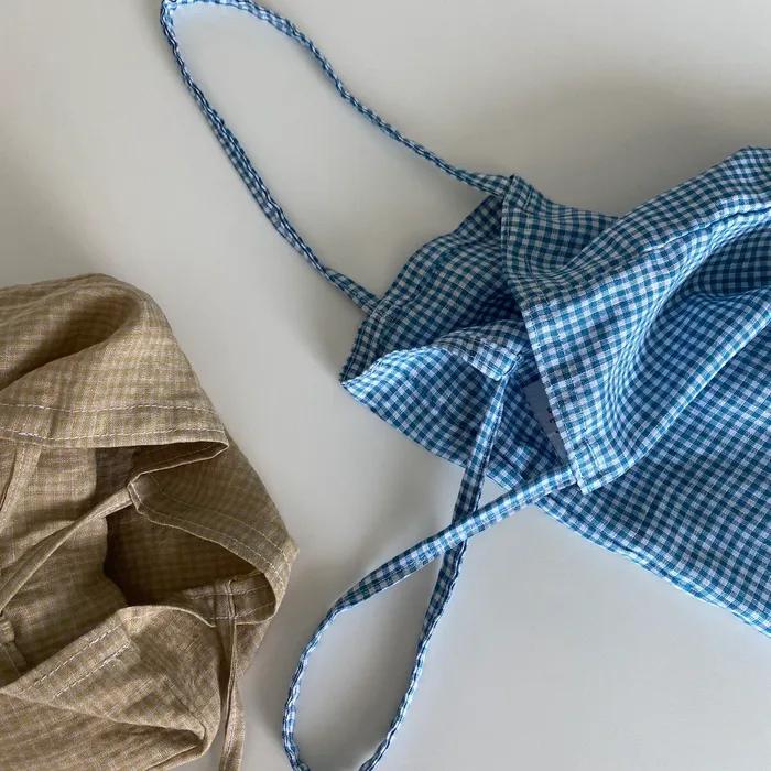 Blue linen mini bag