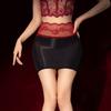 Sexy Women Lace High Waist Skirt Oil Glossy Shiny Micro Mini Skirt Sheer See Through Tight Elastic Maid Package Hip Skirt