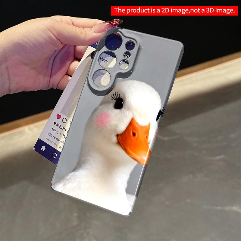 2DFlat Samsung phone case Cute White Duck with Lashes and Rosy Cheeks Applicable to Galaxy S22 S23 S24 S25ULTRA S26 A12 A13 A14 A15 A16
