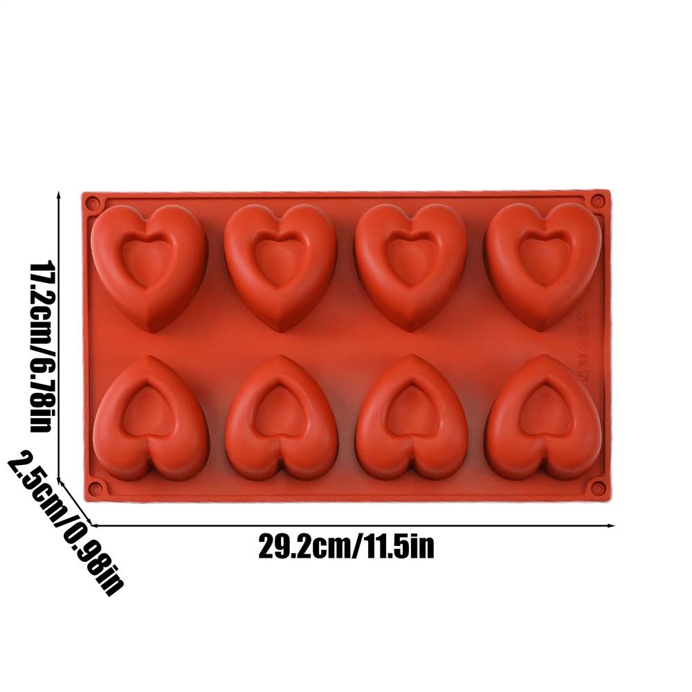 Silicone Mold 8 Hole Heart Silicone Candle Mold Valentine's Day Candles Making Kit DIY Love Cake Chocolate Baking Tools