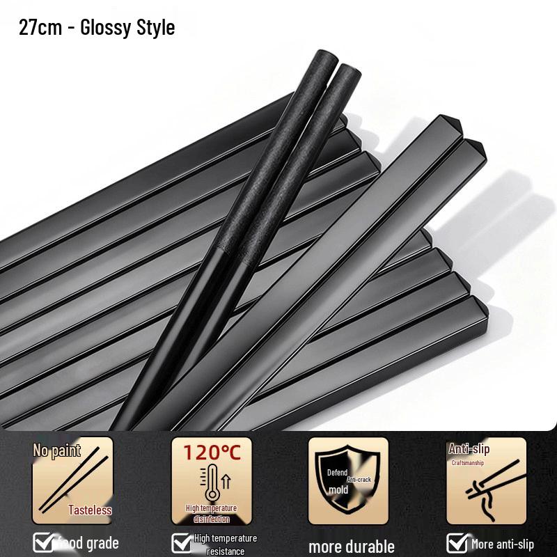Riyue Xingchen 27CM Black Anti-Slip Alloy Chopsticks