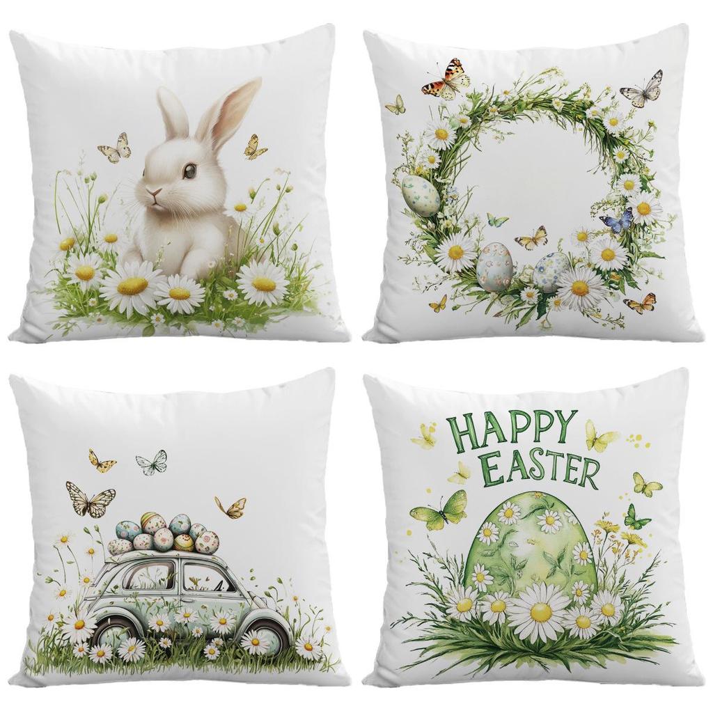 Grenzüberschreitende Osterhase Eier Kissenbezug - Plüschkissen im nordischen Stil für Büro, Auto, Sofa