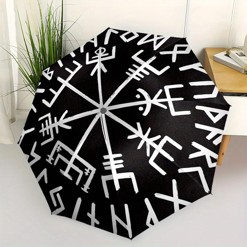 Viking Vegvisir Compass Norse Symbol Sticker Decal Waterproof & Weatherproof (Black)Umbrella, Portable 3-Fold Compact Umbrella