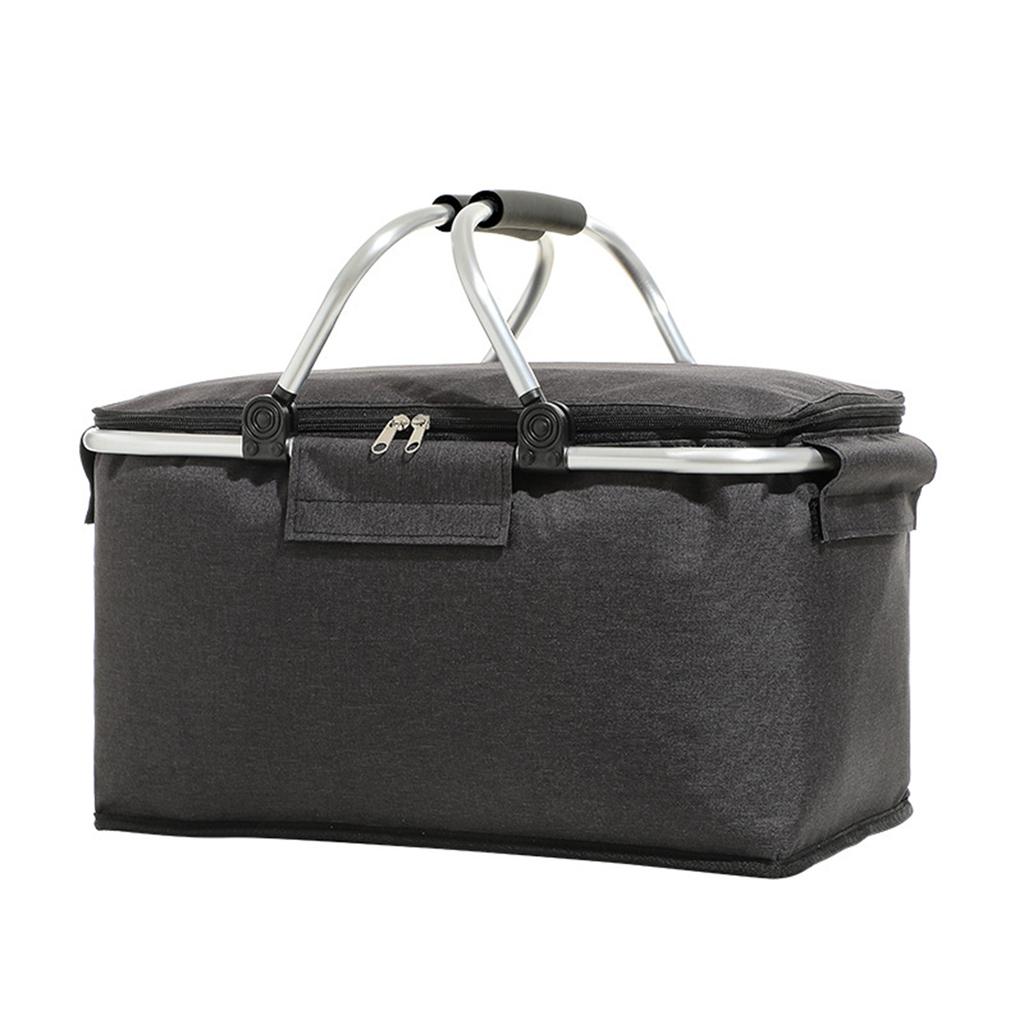 Oxford Fabric Portable Picnic Basket with Handle Foldable Insulated Storage Bag Large Capacity for Outdoor Camping Grocery Shopping