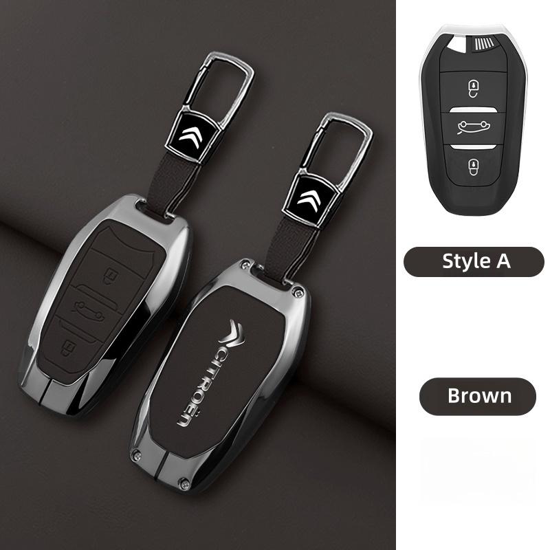YKFEA1 Zinc Alloy Leather Car Key Case Cover For Citroen C1 C2 C3 C4 C5 C6 C4L Berlingo Picasso Jumpy Nemo Aircross Sega C5 X VTS C3 XR