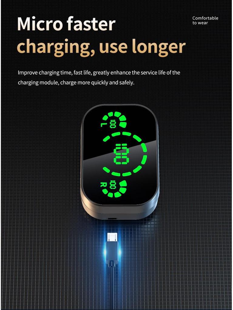 YD03 Bluetooth Headset with Smart Display & Type-C Charging