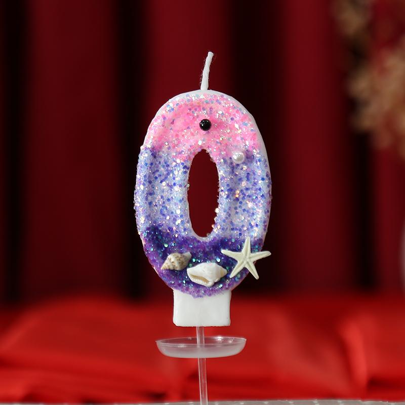 Svíčka růžová fialová narozeninové svíčky kreativní narozeninová svíčka dekorace na dort topper oceán hvězdice babyshow třpytivá ozdoba