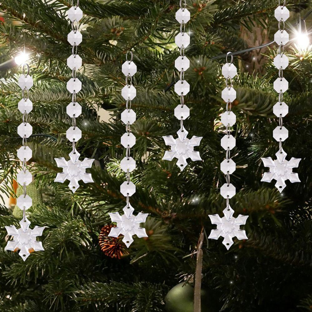 Transparent Christmas Tree Hanging Pendants Snow Beads Star Christmas Decorations  Party Supplies