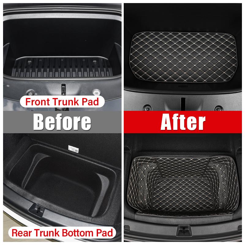 Cutie de depozitare din piele din față pentru mașină, covoraș pentru portbagaj din spate pentru Tesla Model Y 2022 2023, tampon impermeabil, căptușeală de protecție pentru portbagaj