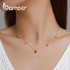 BAMOER 925 Sterling Silver Elegant Gold-plated Five Colored Zircon Necklace for Women Elegant Fine Jewelry