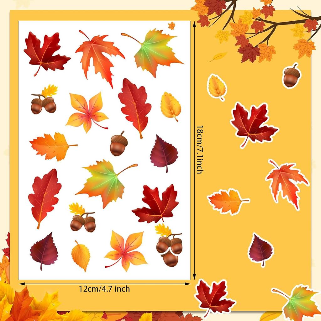 540 Pieces Thanksgiving Fall Autumn Leaves Stickers Maple Leaves Stickers for Thanksgiving Them Party Supplies and Classroom Decor