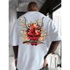 European Size Creative Front and Back Print Round Neck T-Shirt, Pure Cotton Summer Fashion Short Sleeve Top for Casual Daily Style Essential Outing