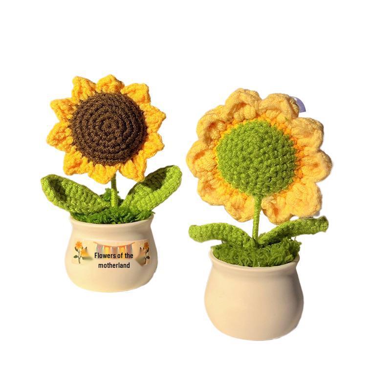 Handgefertigte Sonnenblumen-Schreibtischdekoration - Gewebtes Blumenstrauß-Geschenk für Schüler & Mädchen