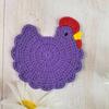 Crochet Hen Coaster, Handmade Chicken Shape Knitted Mat for Coffee Cup, Cute Kitchen Countertop Bar Accessory