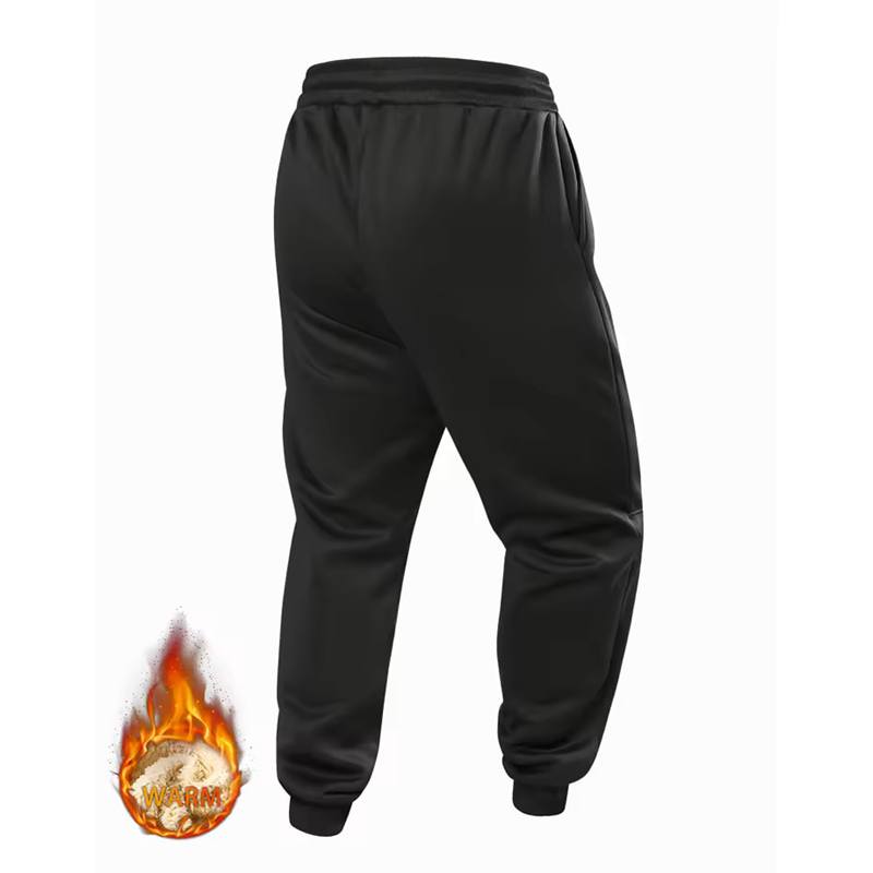 Winter Men Sweat Pants Lamb Fleece Thickened Pants Casual Solid Color Pants Loose Elastic Pants