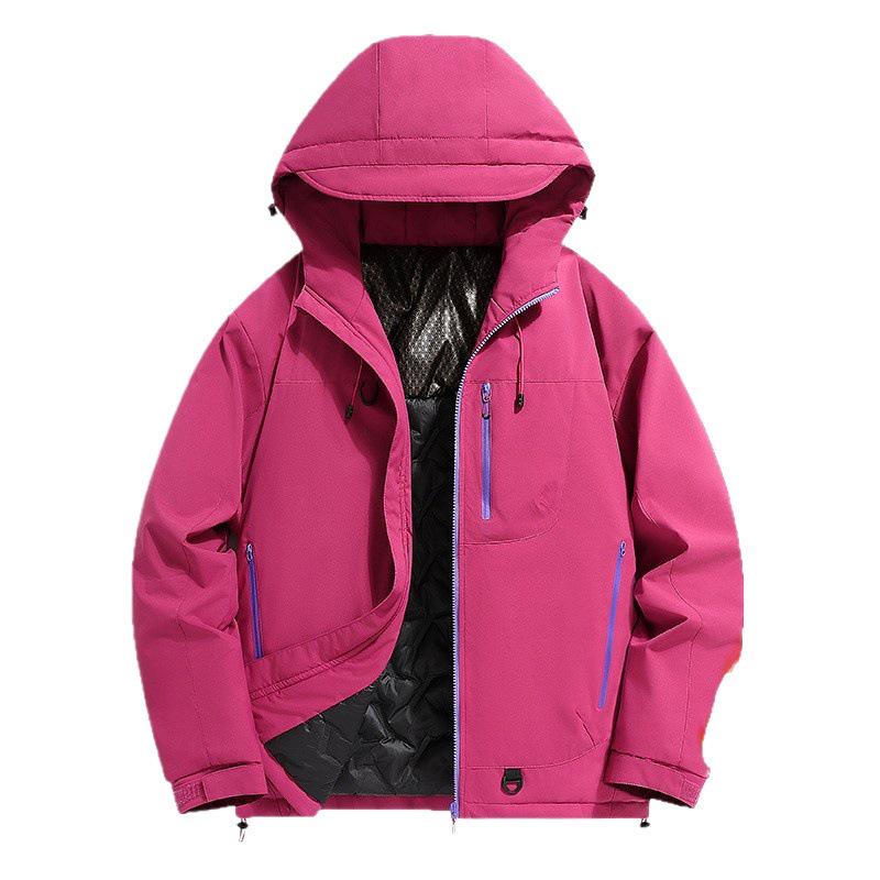 Unisex Windproof & Waterproof Hooded Mountaineering Jacket - Thickened Cotton with Fleece for Warmth