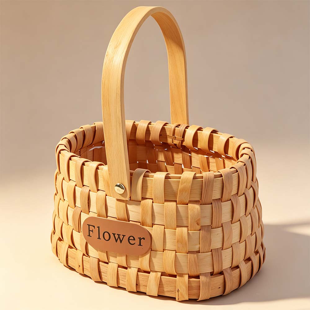 Handmade Handwoven Flower Basket with Handle Organizer Basket Storage Basket Holiday Gift