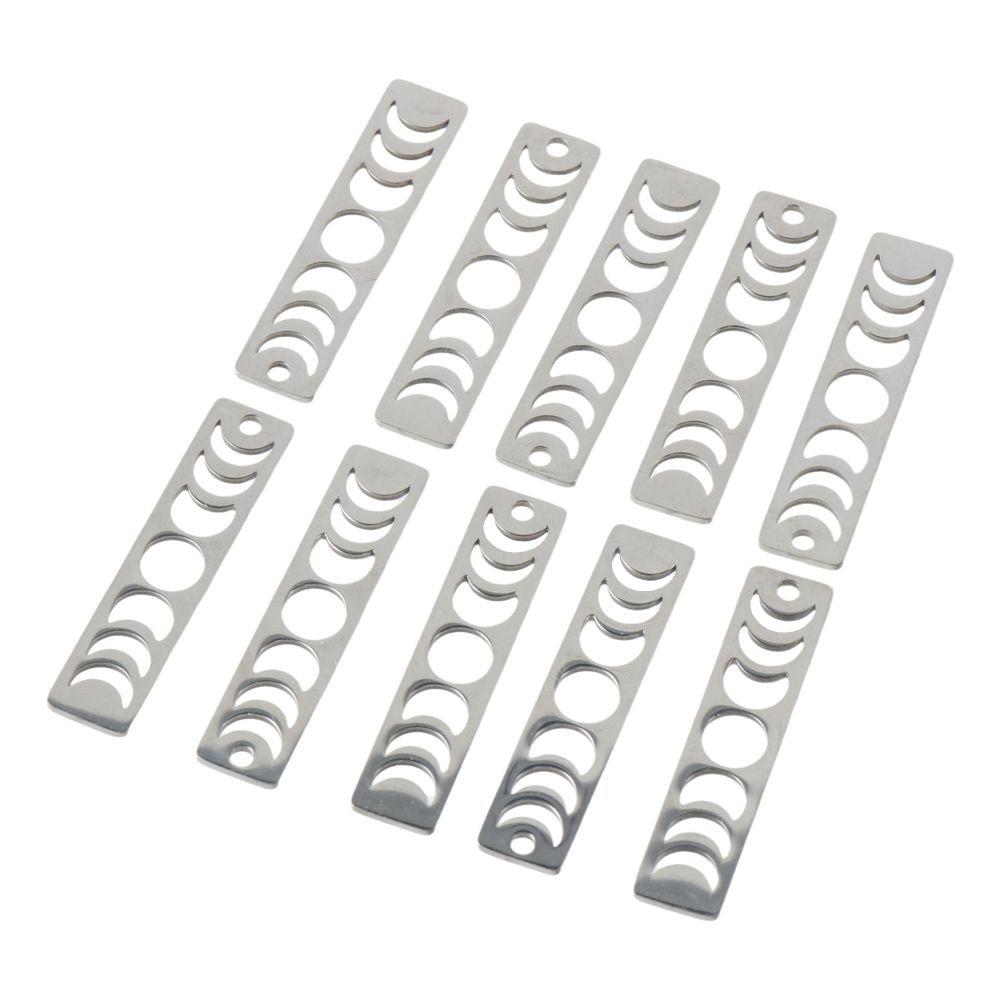 10pcs Stainless Steel Moon Phase Bar Pendants Rectangle Lasting Plated Charm  Handmade Crafts Lovers