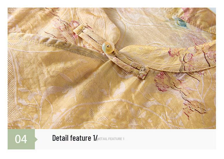 Women's 2026 Summer Chinese-Style Stand Collar Jacquard Silk Shirt