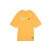 Nike Sportswear Swoosh Cartoon Print Vintage Loose Cotton Casual Crew Neck Short Sleeve Drop Shoulder T-Shirt Women T-Shirt Sundial-Yellow FN3711-717