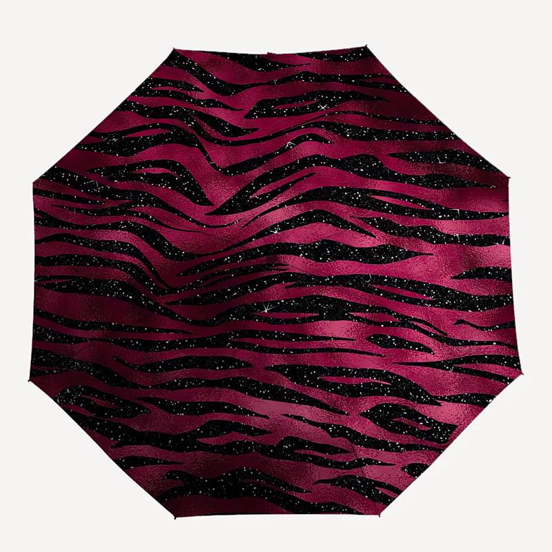 1 Stück Glamouröser Zebra-Print Glitzer-Kreis-Schirm mit Kunststoffgriff,Geeignet für alle Jahreszeiten Schirm PT454