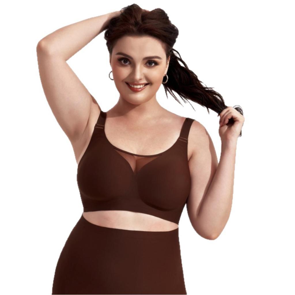 Plus Size Women Soft Support Seamless Push Up Comfortable Bra For Large Bust