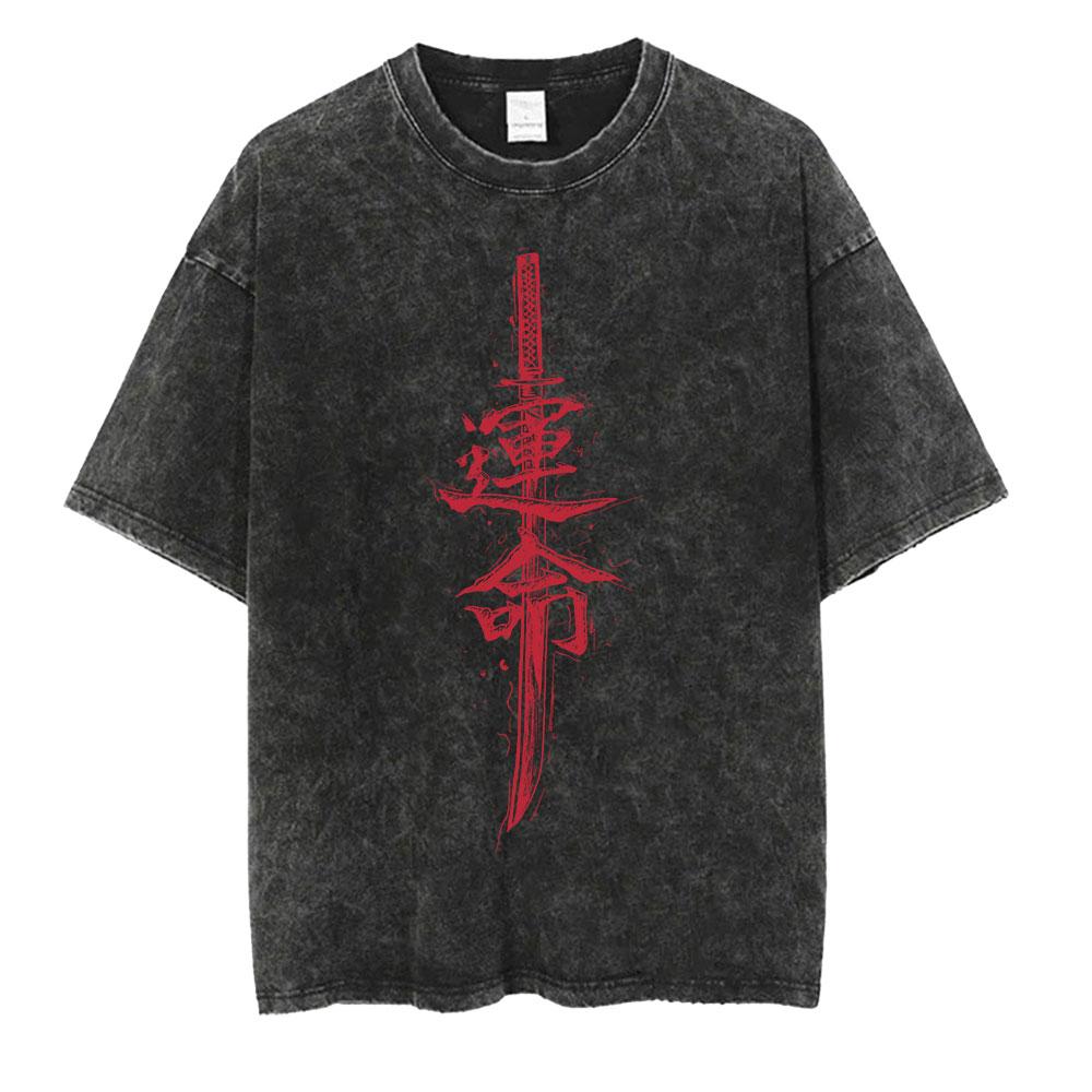 Men's Y2k Acid Washed T Shirt Vintage Cotton Print T-shirts Harajuku Gothic Streetwear Soft Top Tees Unisex