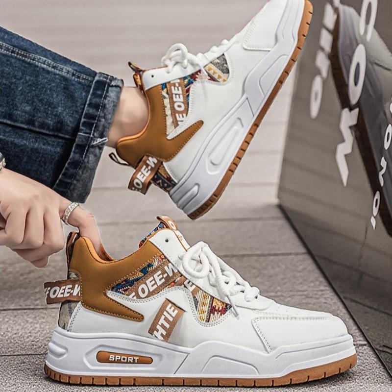 Men High Top Breathable Leather Platform Sneakers, Versatile Height Increasing Casual Skate Board Shoes