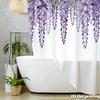 Watercolor Purple Wisteria Shower Curtain 1Pc Polyester 70.8X70.8 Inch Hanging Blooms On Ivory Background Bathroom Decor