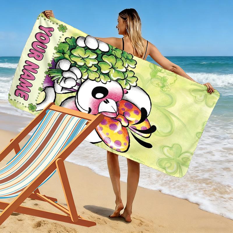 Custom Name DIDDL Print Beach Towel, Large Soft Quick Dry Towel for Beach Camping Swimming