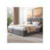 Lit rembourré - MUVOE - 140x200 cm - Gris - Sommier inclus - Espace de rangement optimisé