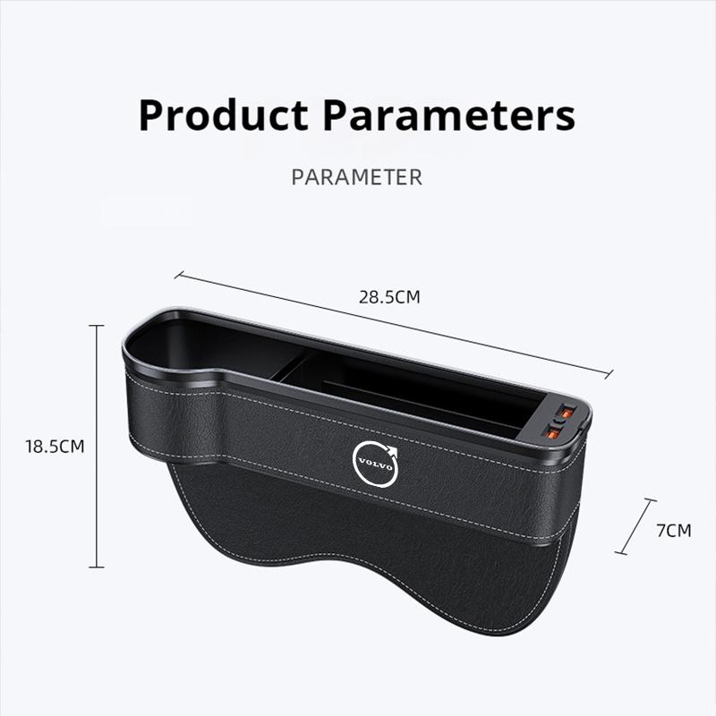 NEUE Auto-Spalt-Aufbewahrungsbox USB Bunte LED für Volvo V60 V40 XC90 S60 XC60 S90 V90 CX70 XC40 C40 C70 EX90 Sitzspalt-Tasche