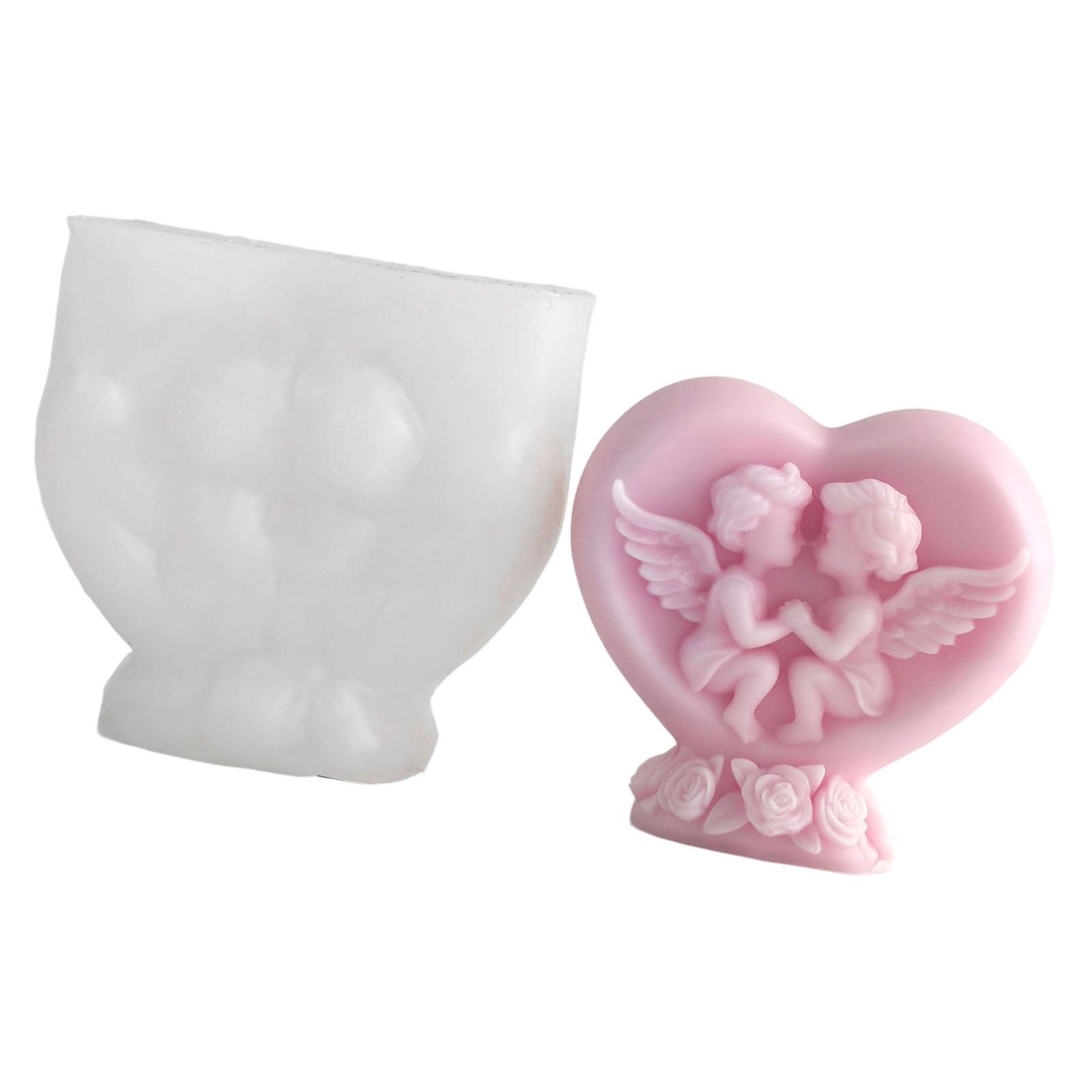 Reusable Angel Heart Shape Silicone Mold For Handmade Candle Soap Making Art Projects Chocolate Molding Home Decoration