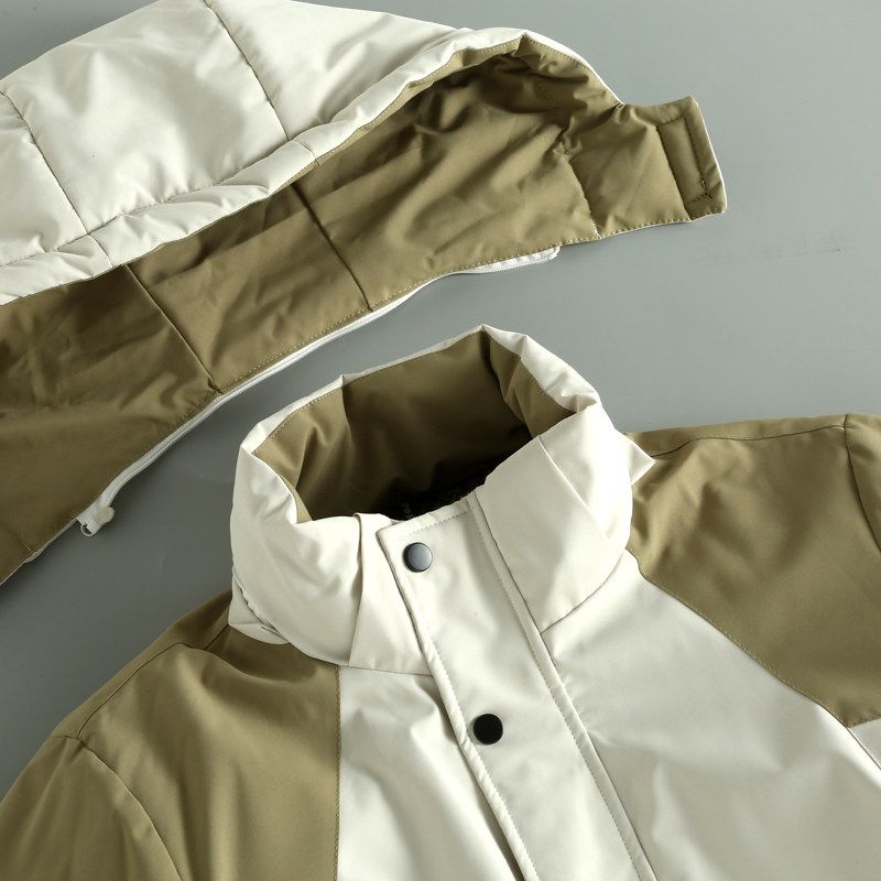 Island Cattle Goods ~ Graphite Quickly Lock Temperature Thickened Men's Detachable Hat Winter Warm Men's Cotton-Padded Coat Outerwear Tide