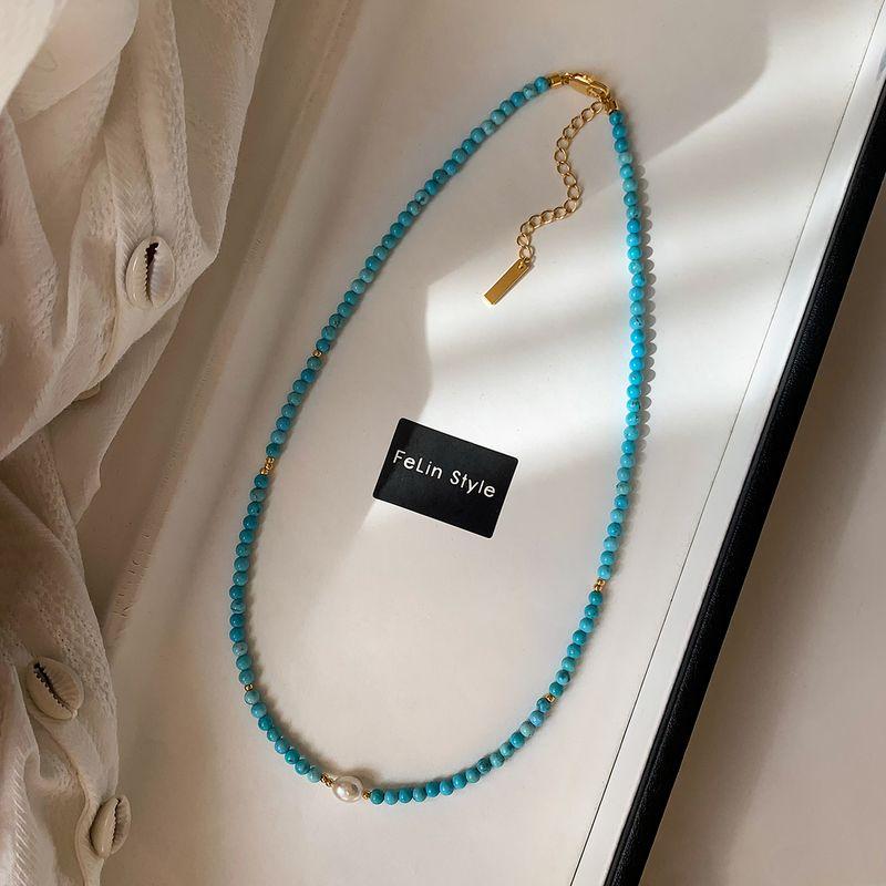 

Подвеска с одной натуральной жемчужиной, ожерелье из бирюзы, женские аксессуары, новое популярное ожерелье на ключицу 2025 Section A [total length 40+5cm]]