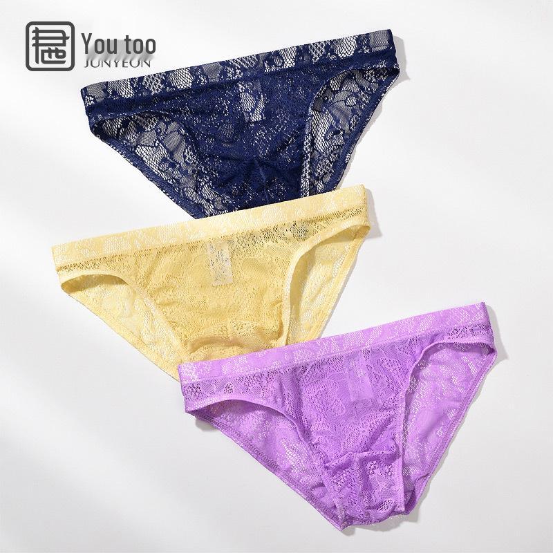 Youye Чоловічі прозорі мереживні дихаючі труси з низькою посадкою