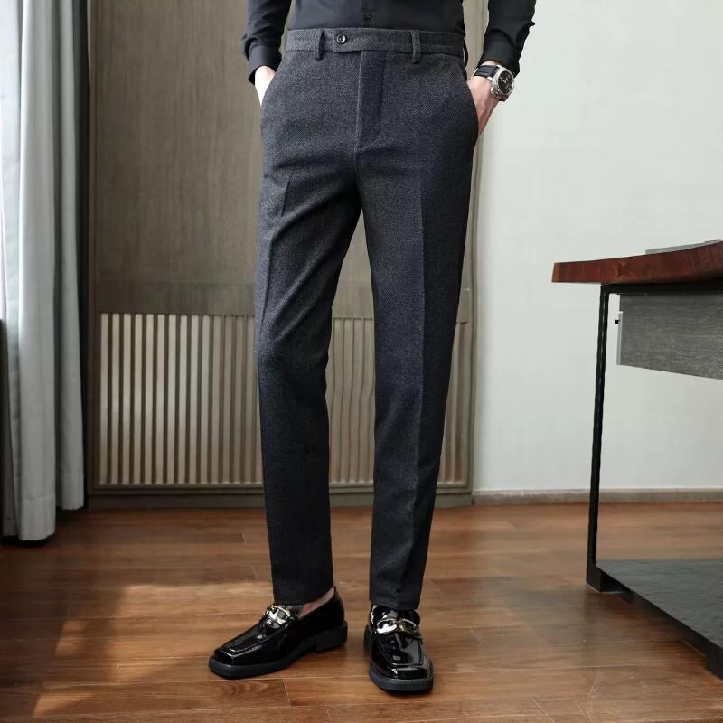 Pierre Cardin Men's Wool-Blend Business Casual Slim-Fit Trousers