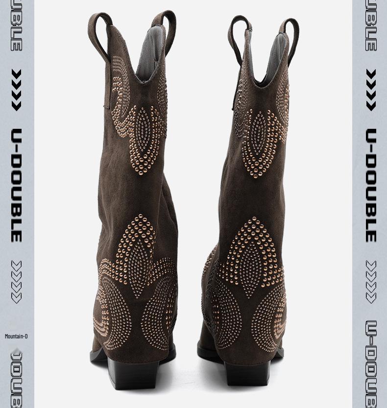 2025 Fall/Winter Merrell Women's Vintage Western High-Heel Knee-High Cowboy Boots