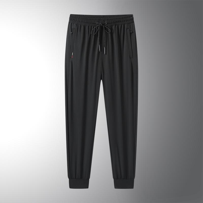 Summer Thin Trousers Men's Loose Sweatpants Fat Breathable Elastic Quick-drying Closed Straight Casual Pants