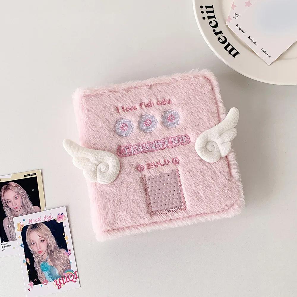 Korean Plush Angel Wings Loose Leaf Card Album INS Style Cute Girls Idol Photo Storage Kpop Photocard Album