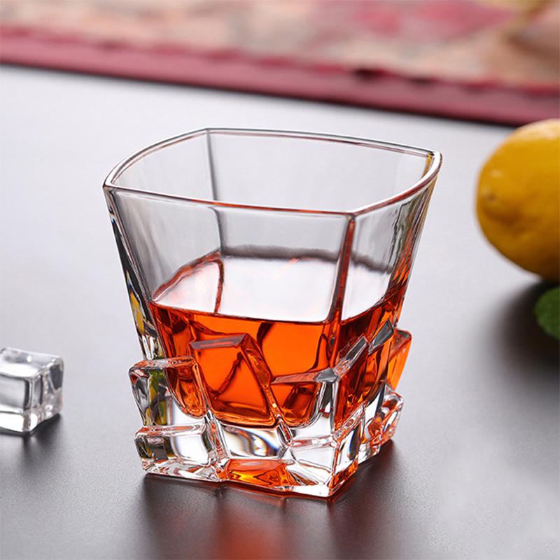 310ml Quadratisches Glasbecher Eisbecher Cocktail Kaffeetasse Saftglas Getränkebecher Eisschnitzerei Dekoration Wasserflasche Gläser