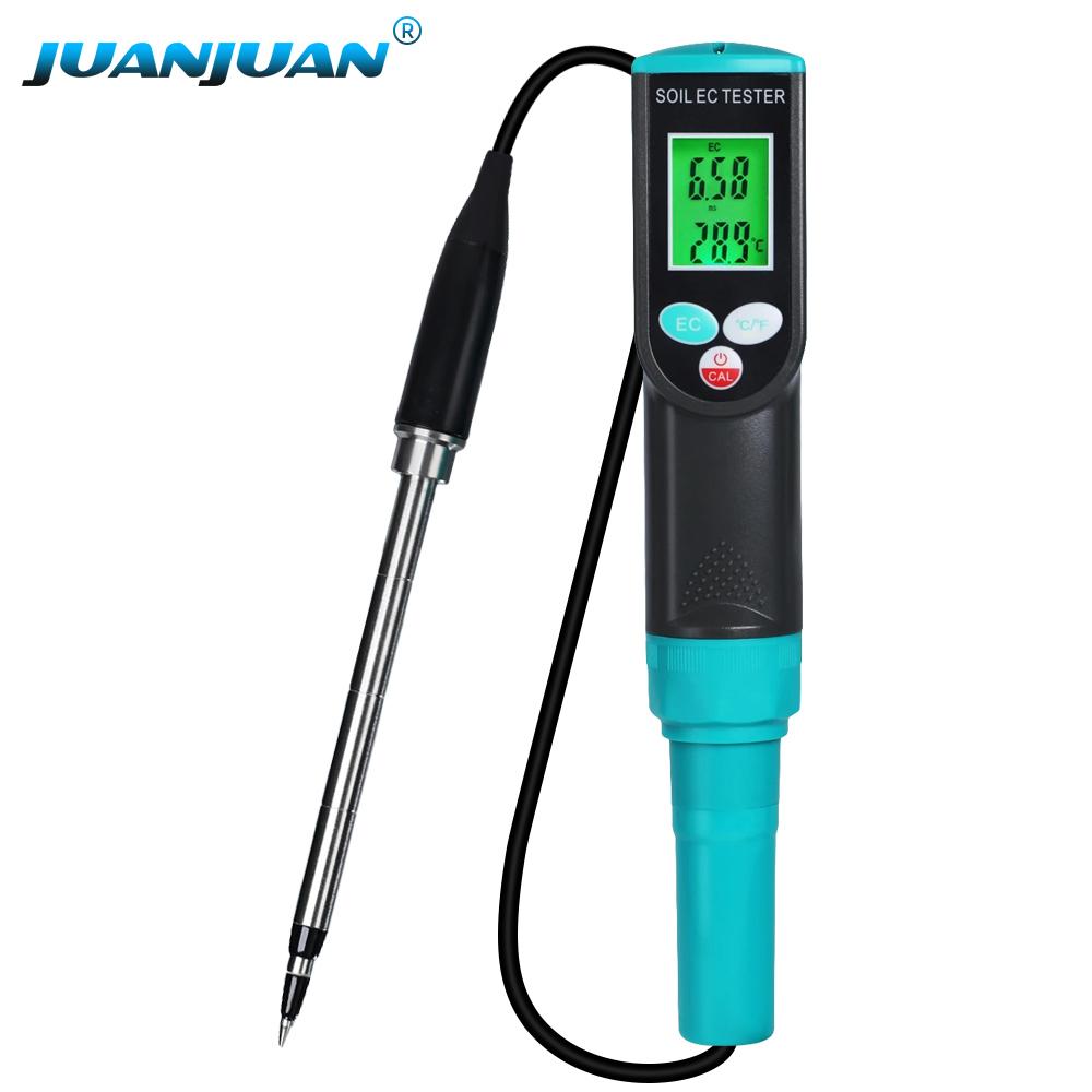 

Backlight Electrical Conductivity Meter EC Temp Soil Tester Detector for Greenhouse Agricultural Planting Soil Analyzer 10mS/cm