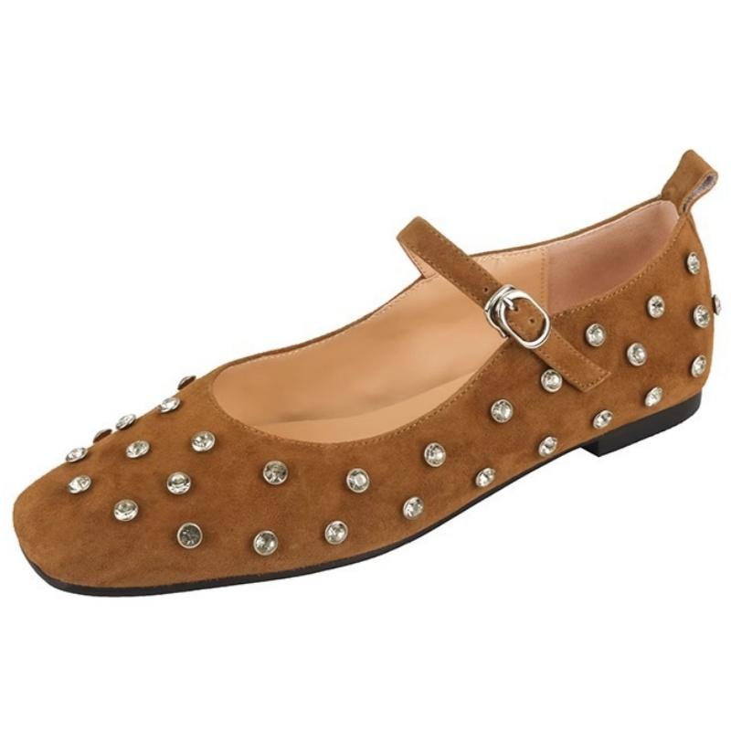 Fashion Fashion Crystal Ballet Flats Designer Luxury Mary Jane Shoes Women Black Versatile Single Shoes Comfort Soft Sole Women Loafers