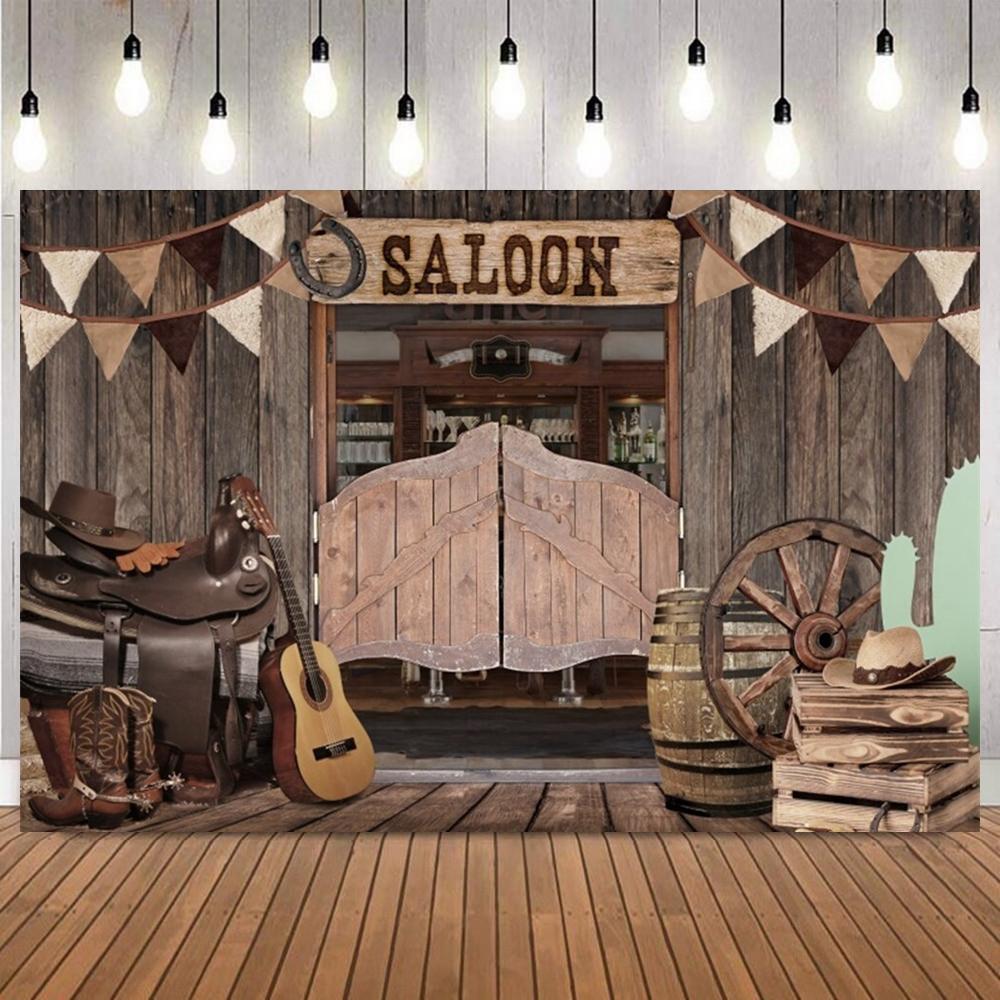 Western Cowboy Photography Backdrop Wild West Rustic Farm Barn Wooden House Kids Birthday Party Baby Portrait Photo Backgrounds19