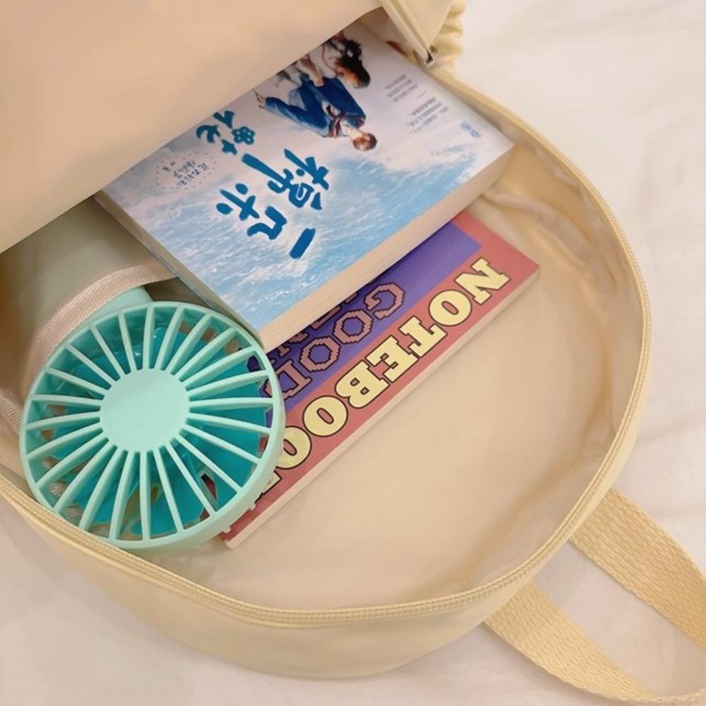 Portable Large Capacity Women's Backpack Waterproof Nylon School Backpack Lightweight Solid Color Student Backpack Women