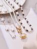 Elegant 18k Gold-Plated Stainless Steel Necklace with Imitation Pearl Beads and OT Clasp
