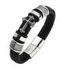 Meier Hot Sale Cross Leather Bracelet, Men Handmade Braided Rope Bangle with Magnetic Clasp